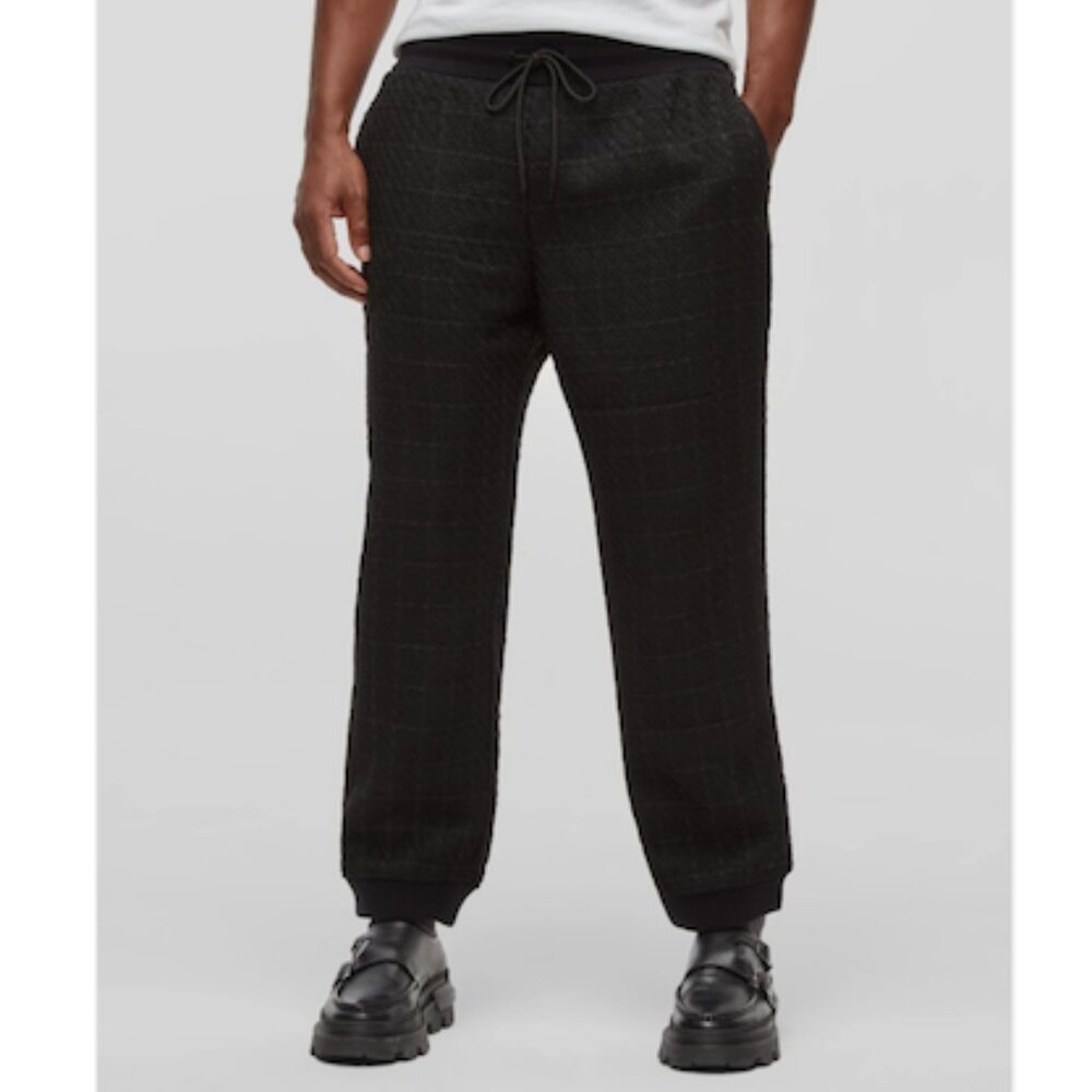 Mode of One Men's Regular-Fit Tapered-Leg Tweed Jogger Pants Deep Black Size L